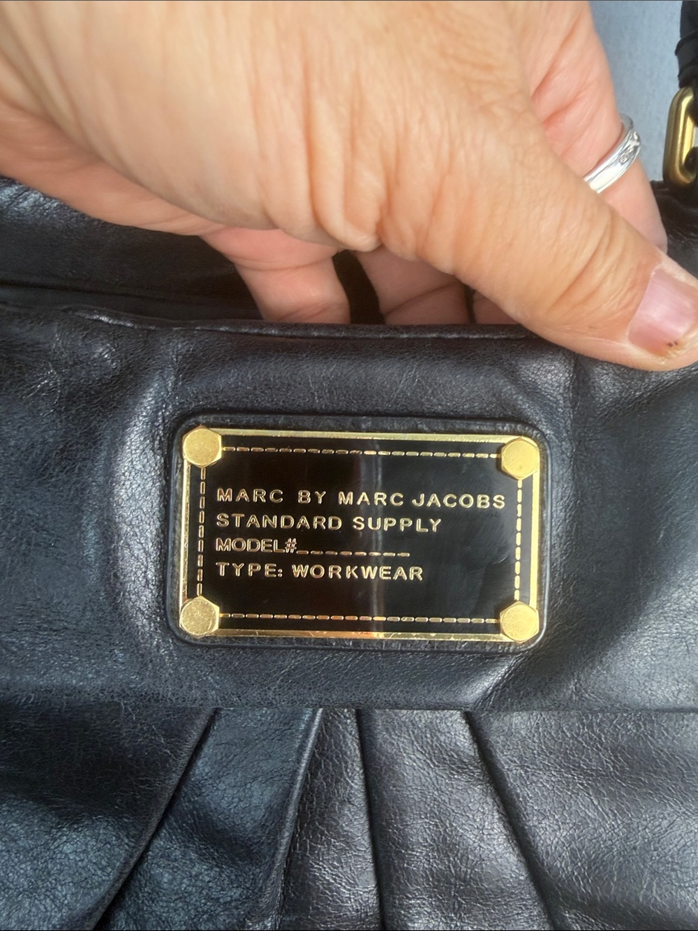Vintage Marc By Marc Jacobs Leather Twisted Q Groove Satchel Black Y2K Purse - Picture 5 of 16